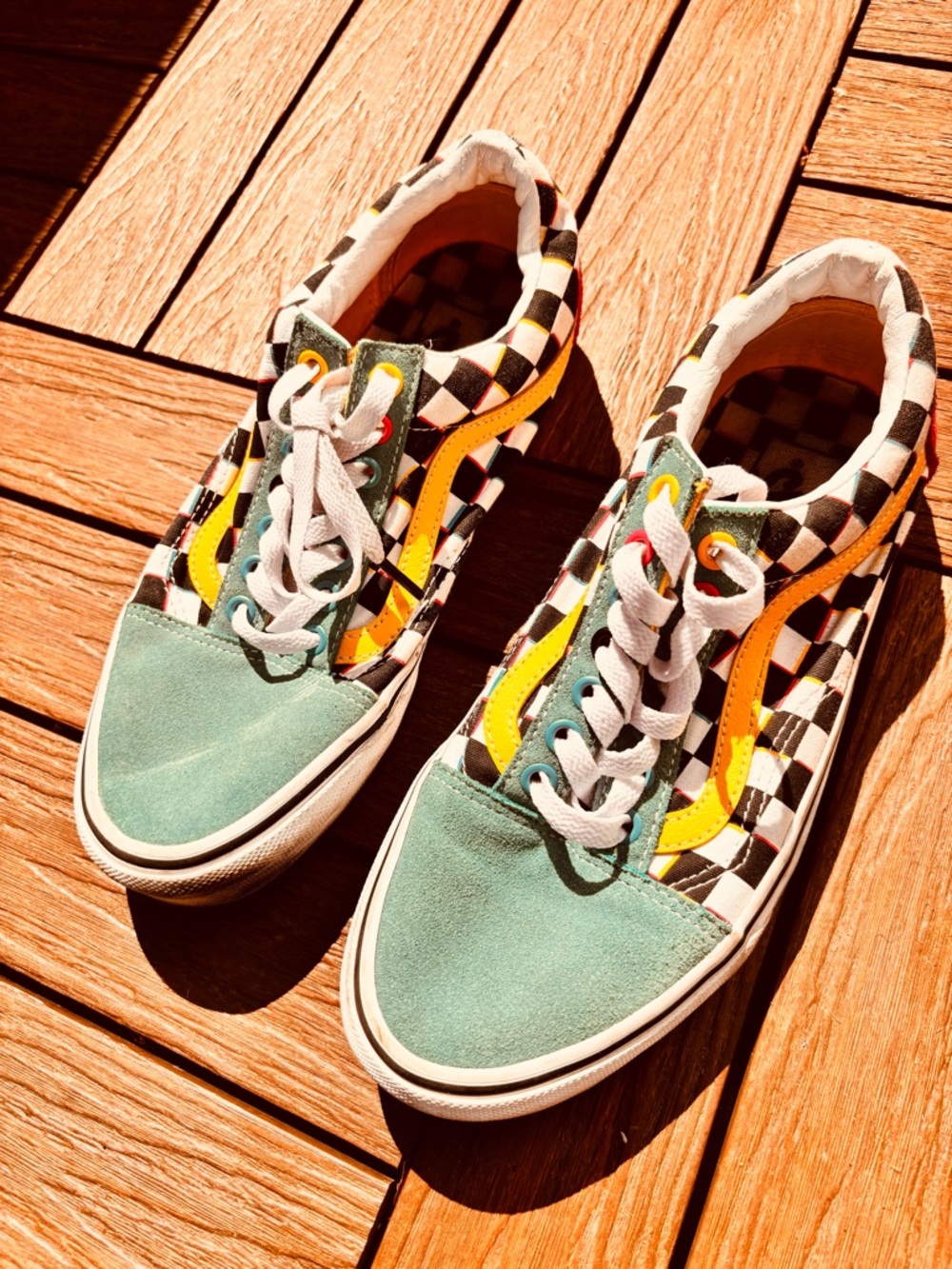 Vans Vans Old Skool Crazy Check CMYK 8.5 Checkerboard Lace-Up Sneakers